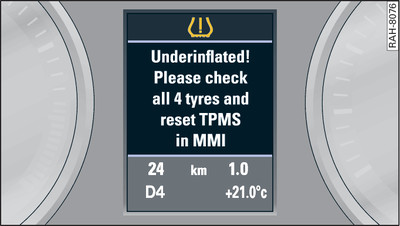 Instrument cluster: Indicator lamp with message